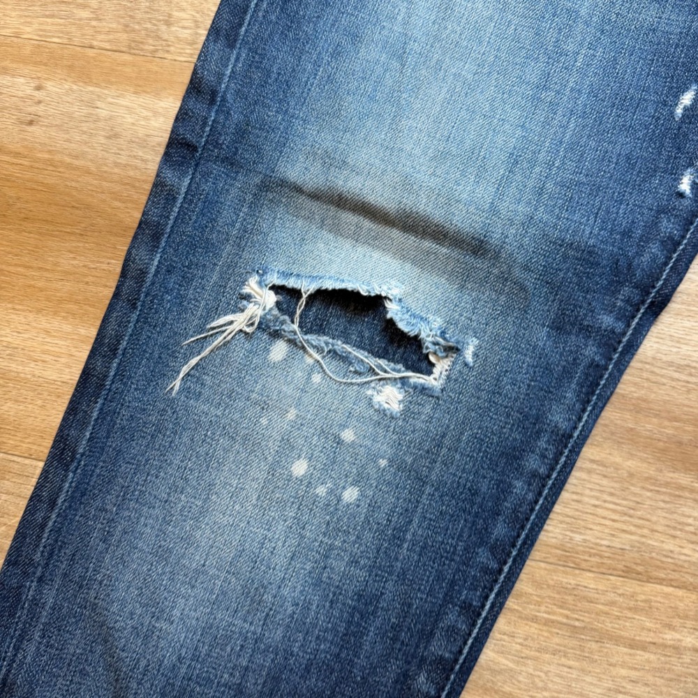 Dsquared2 Slim Jeans Mens 32 Blue Distressed Paint Splatter Patchwork Made Italy - Picture 9 of 16